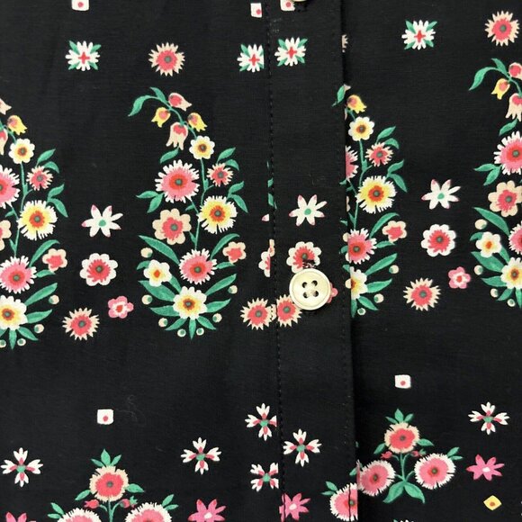 NWT Ann Taylor Womens Top Ruffle Floral Boho Feminine Cottage Whimsigoth Black L - Picture 2 of 8